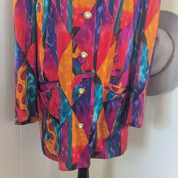 VTG Yarell Rainbow Clowncore Rebel Punk Power Blazer 80s Retro Art to Wear 8 - Picture 4 of 12